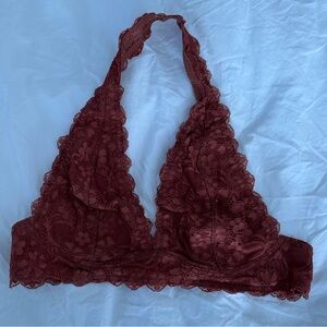 Free People Lace Halter Bralette - rust